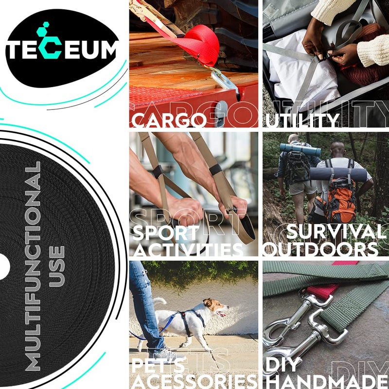 TECEUM 1 Inch Webbing â€“ Black â€“ 10 Yards â€“ 1â€ Webbing for Climbing Outdoors Indoors Crafting DIY - Image 4