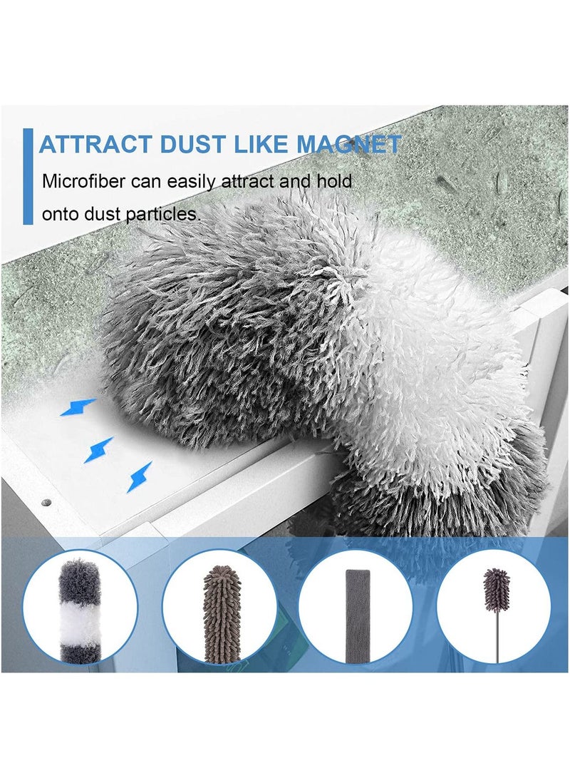 XiuWoo 5 Pcs Microfiber Duster Kit, for High Ceiling with Extendable Dusters Cleaning 100" Extension Pole, Long Feather Fan/Car, House Tool Kit - Image 3