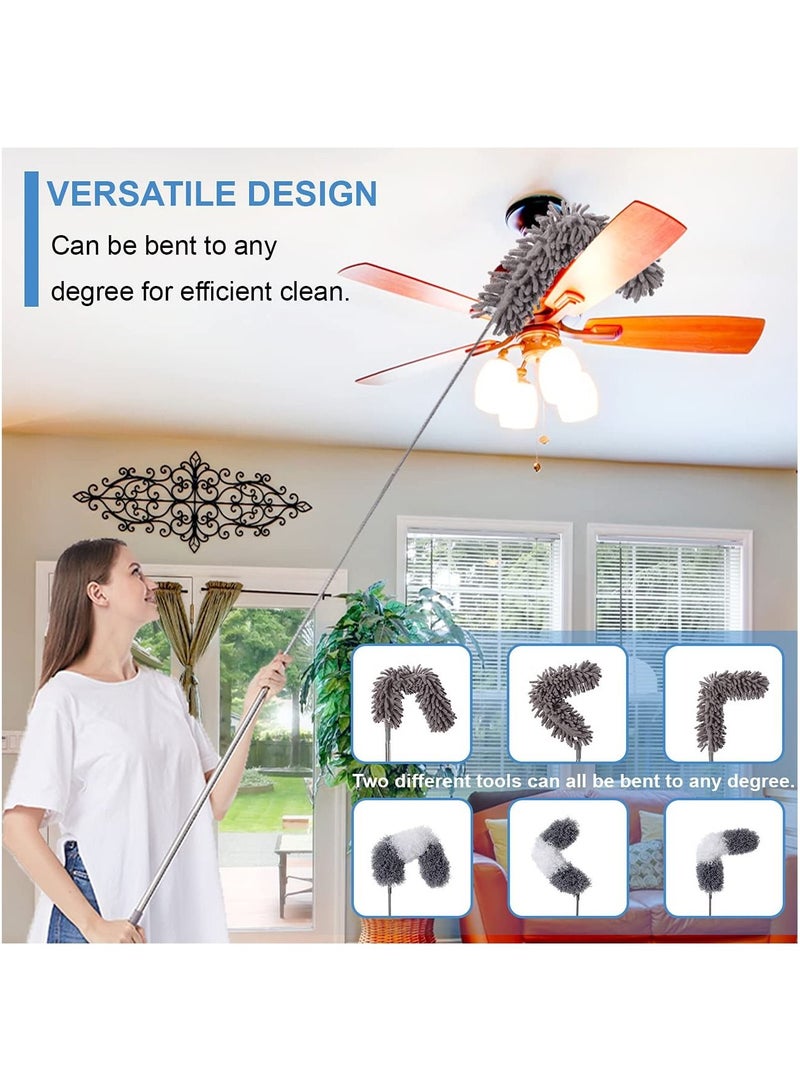 XiuWoo 5 Pcs Microfiber Duster Kit, for High Ceiling with Extendable Dusters Cleaning 100" Extension Pole, Long Feather Fan/Car, House Tool Kit - Image 4