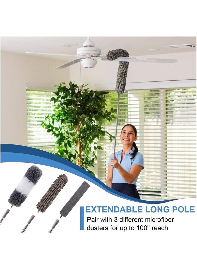 XiuWoo 5 Pcs Microfiber Duster Kit, for High Ceiling with Extendable Dusters Cleaning 100" Extension Pole, Long Feather Fan/Car, House Tool Kit - Image 2