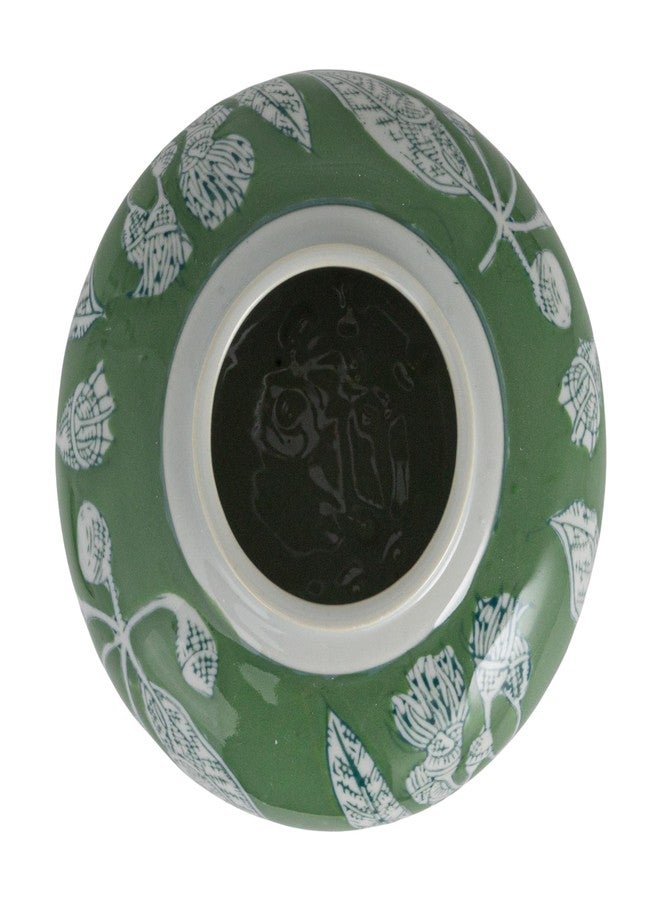 Creative Co-op جرة زنجبيل خزفية مزخرفة من كرييتيف كوو مع غطاء مقبب، أخضر - Image 4