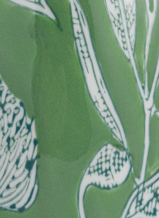 Creative Co-op جرة زنجبيل خزفية مزخرفة من كرييتيف كوو مع غطاء مقبب، أخضر - Image 3