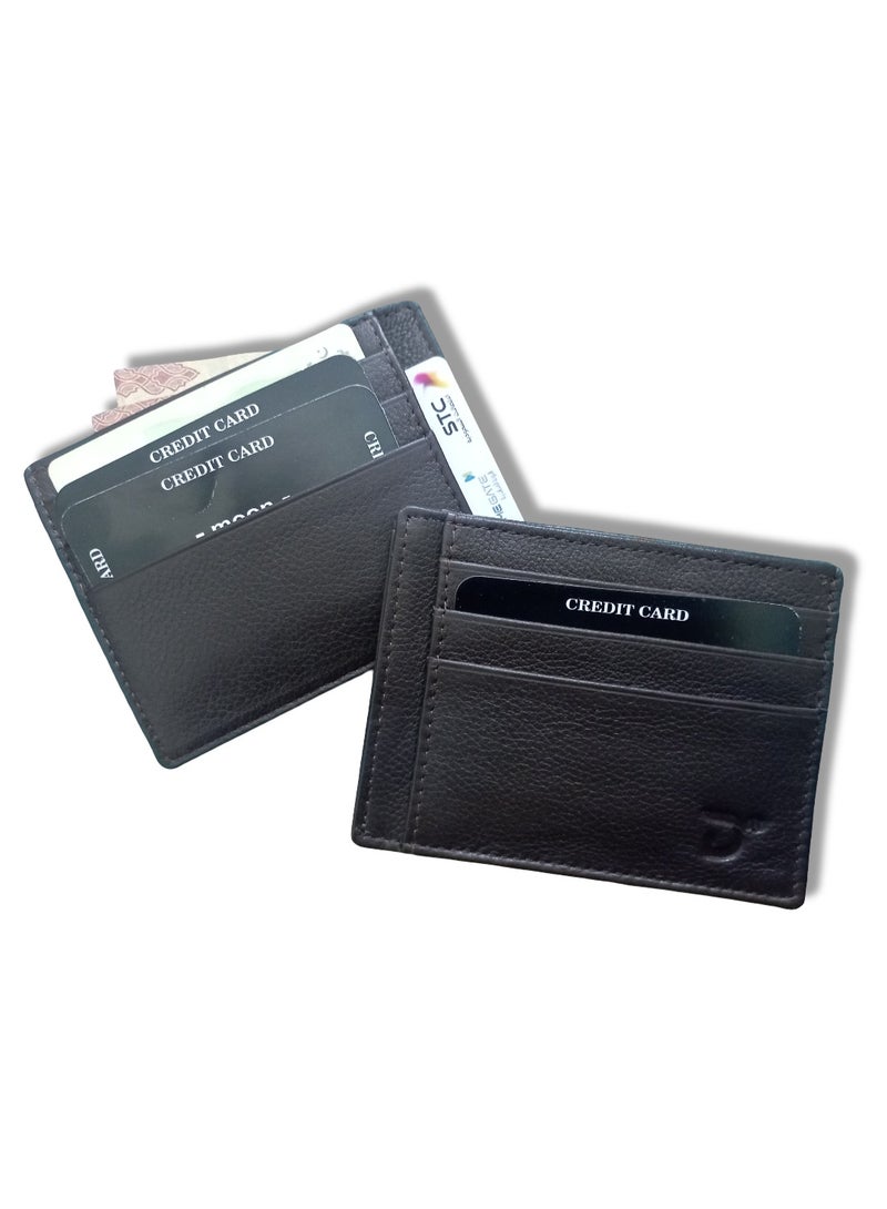 Dark Moon Black Genuine Sleek Leather Card Holder - Image 5