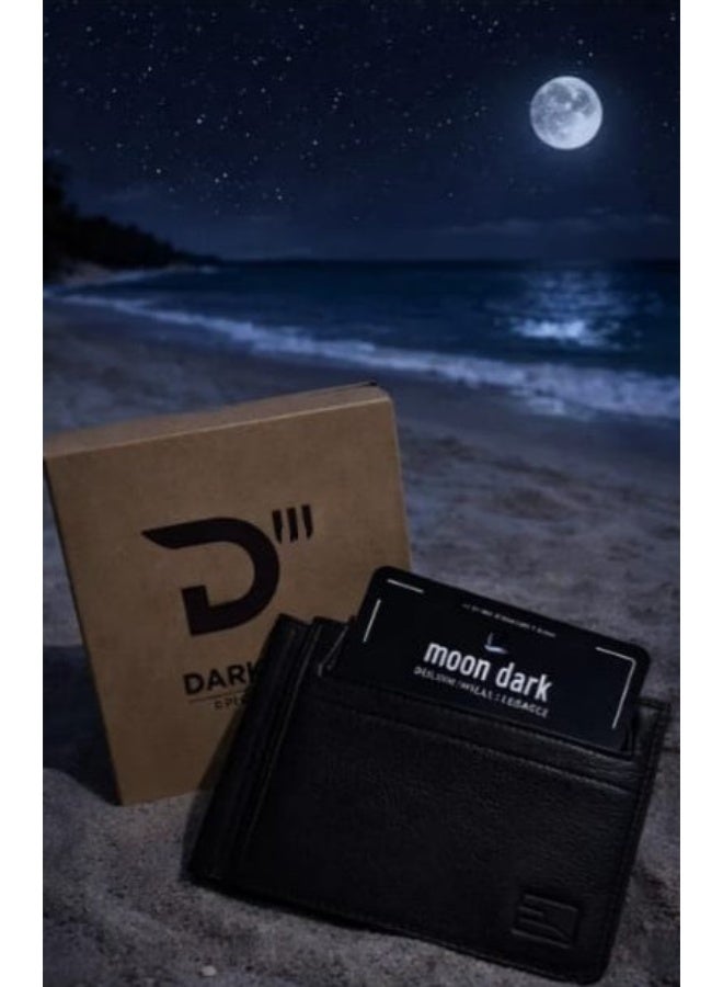 Dark Moon Black Genuine Sleek Leather Card Holder - Image 2
