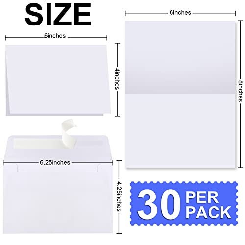 Joyberg Blank Cards and Envelopes 4x6, 30 Pack White Invitation Cardstock with 30 Pack Envelopes, Thank you Blank Greeting Cards, for All Occasions DIY, Print custom - Image 2