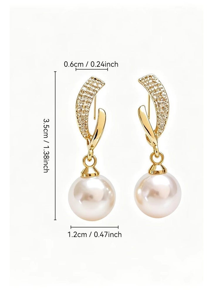 DAEVO Gold Plated Crescent Moon CZ Pearl Drop Hoop Earrings Women Elegant Vintage Dangle Daily Wedding Gift Jewelry - Image 5