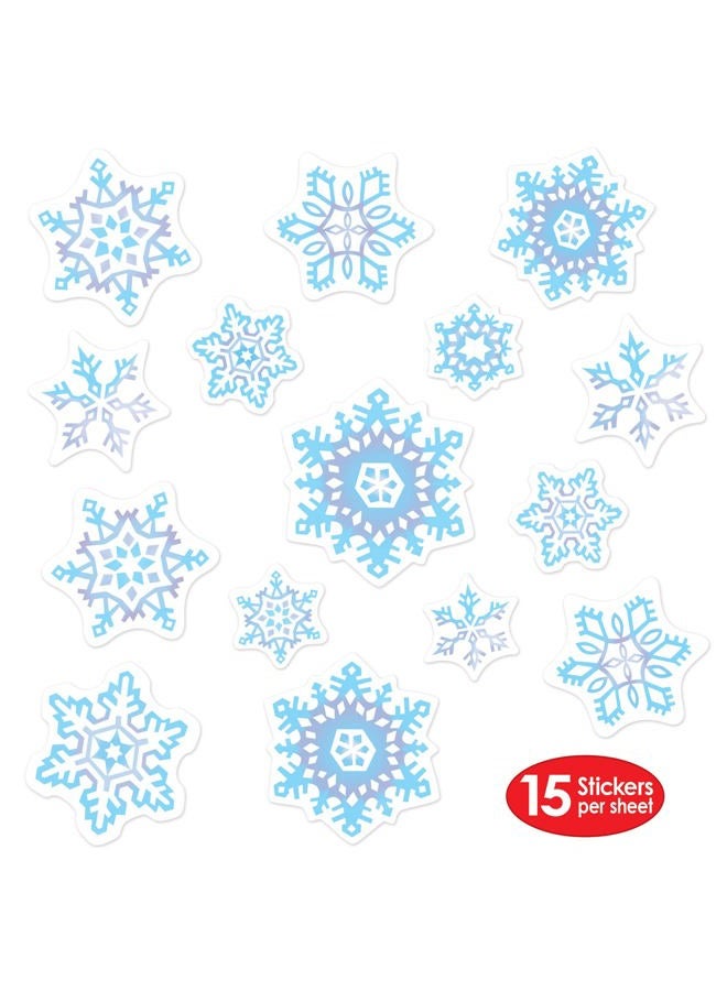 Beistle 4-Sheet Snowflake Stickers, Blue/Grey/White Winter Season Decorations, Snowy Decor & Festive Holiday Crafts, 15 Snowflake Icons Per Sheet - Image 2
