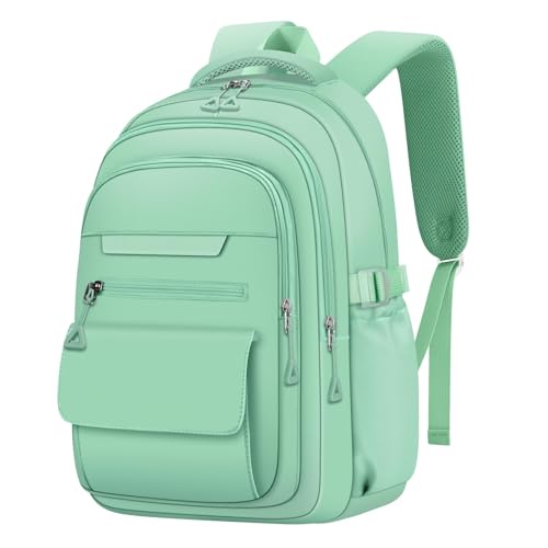 AFGWK Cute Backpack for School Teen Girls Green Bookbag Aesthetic Womens Travel Book Bags for School Kids Student Back Packs - Image 1