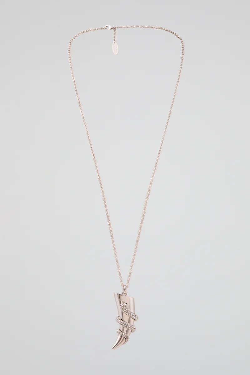 roberto cavalli Roberto Cavalli Silver-Tone Horn Pendant Necklace