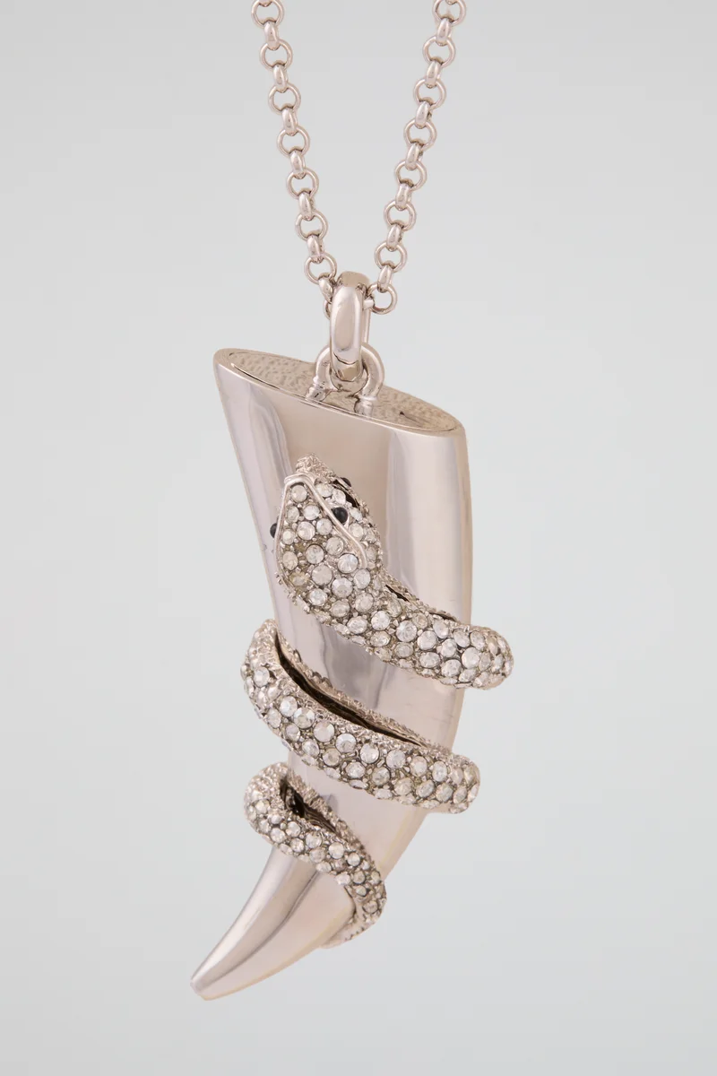 roberto cavalli Roberto Cavalli Silver-Tone Horn Pendant Necklace