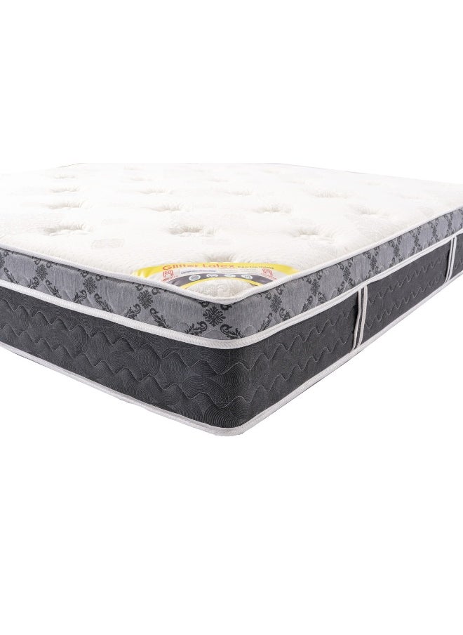 Almutlaq Furniture Glitter Latex Euro-Top Hybrid - Latex Foam and Pocket Springs Mattress For Premium Sleep Comfort Experience And Temperature Regulation - Double Size 200x120x29 CM - Color: White Grey Black  - Image 1