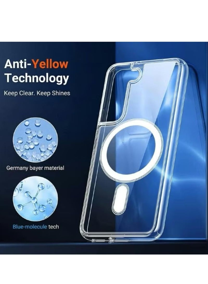 Magnetic Samsung Galaxy S22 Plus, Magnetic Case, Compatible with MagSafe Wireless Charging, Anti-Scratch Bumper Cover (Clear), TPU - PC - Image 2