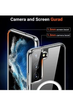 Magnetic Samsung Galaxy S22 Plus, Magnetic Case, Compatible with MagSafe Wireless Charging, Anti-Scratch Bumper Cover (Clear), TPU - PC  - Image 4
