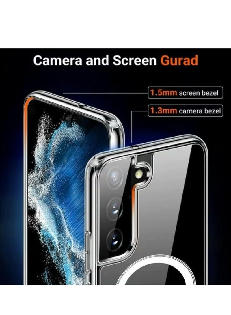 Magnetic Samsung Galaxy S22 Plus, Magnetic Case, Compatible with MagSafe Wireless Charging, Anti-Scratch Bumper Cover (Clear), TPU - PC - Image 4