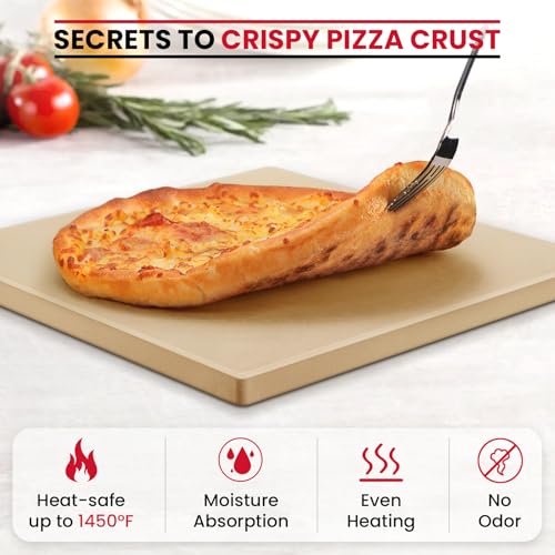 Unicook Pizza Stone for Oven and Grill, 12 inch Square Bread Baking Stone, Cordierite Baking Pan, Thermal Shock Resistant, Making Crispy Crust Pizzas, Bread, Cookie and More - Image 4