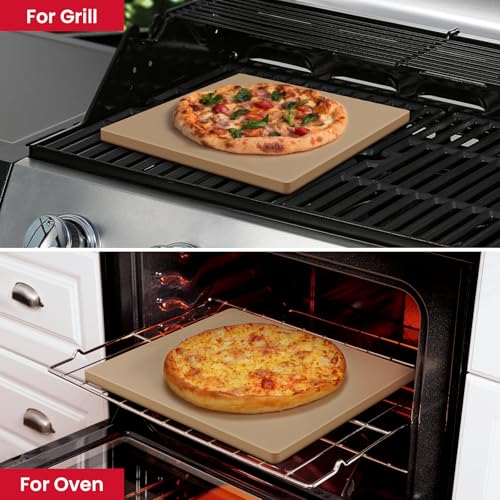 Unicook Pizza Stone for Oven and Grill, 12 inch Square Bread Baking Stone, Cordierite Baking Pan, Thermal Shock Resistant, Making Crispy Crust Pizzas, Bread, Cookie and More - Image 5