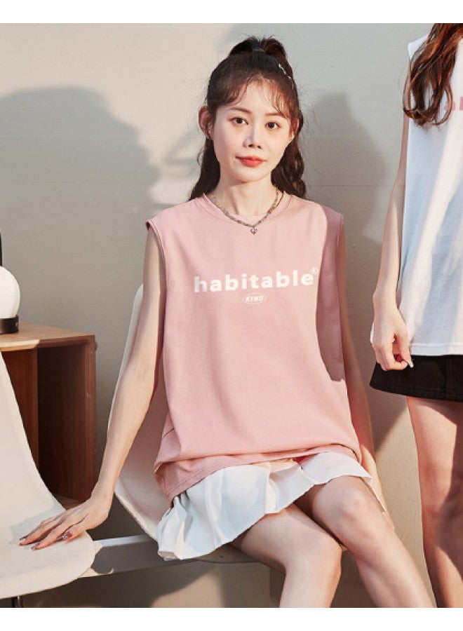 TonLion Women's Knit Text Front Sleeveless Vest Fashion Niche Korean Style - Image 1