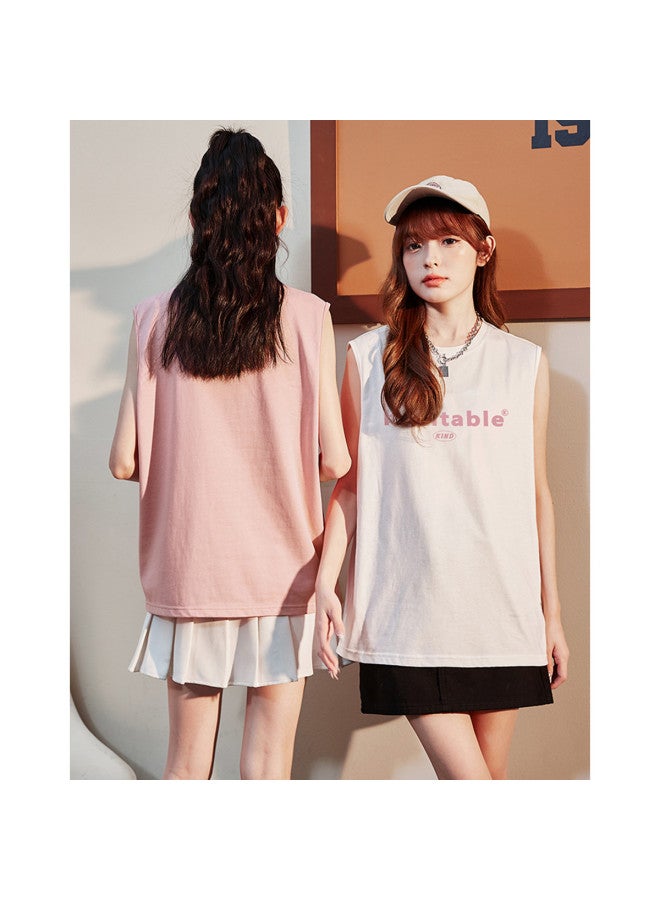 TonLion Women's Knit Text Front Sleeveless Vest Fashion Niche Korean Style - Image 4