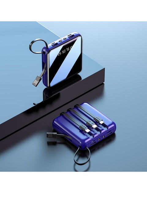 The New Model Comes With Four-wire Full Mirror Digital Display Power Bank 10000 Mah Large Capacity Portable Power Bank (blue)