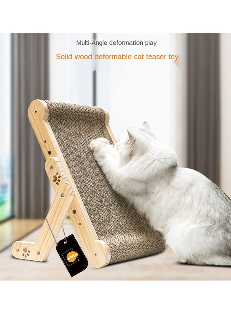 Kidle Cat Scratching Board Solid Wood Deformable Cat Scraper With Replacement Scratcher - Image 4