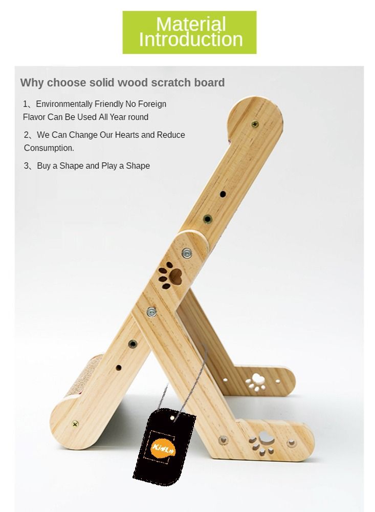 Kidle Cat Scratching Board Solid Wood Deformable Cat Scraper With Replacement Scratcher - Image 5