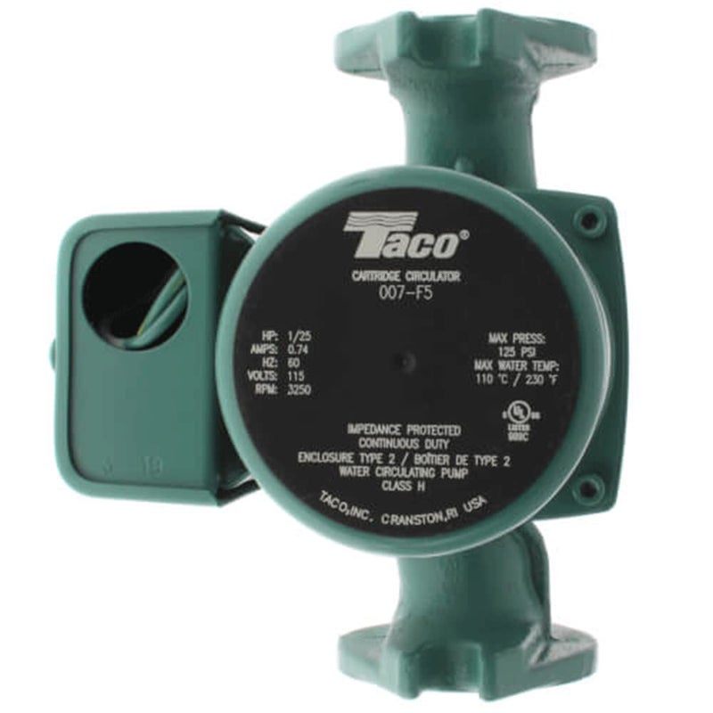Taco 007-F5 Cast Iron Circulator, 1/25 HP Pump with Universal Pump Flange Gaskets and Wire Gland, Green - Image 5