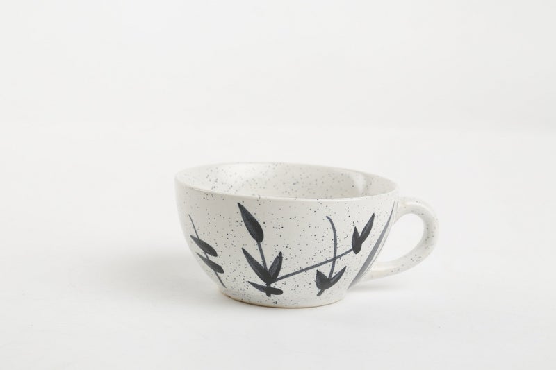 Caffeine Ceramic Handmade White Bamboo 2 in1 Tea Pot (Set of 2, Single Kettle with Cup) - Image 4