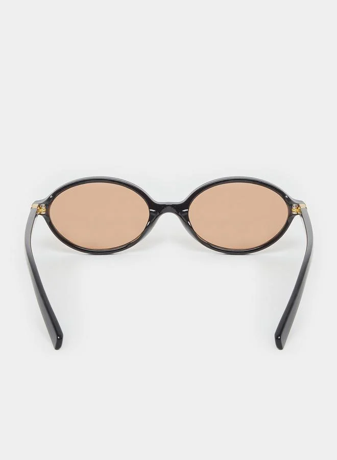 Styli Styli Solid Lens Saddle Nose Oval Sunglasses