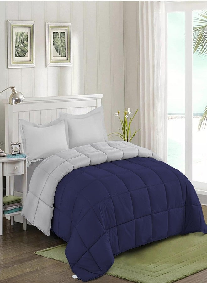 AYANSHI BEDDING Super Soft 100 GSM Ac Blanket/Ac Comforter Single Bed Summer Comforter Microfibre Lightweight (60" X 90" Inches) - Single Bed Comforter - Navy Blue/Silver Grey Color - Image 2