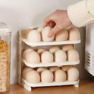 HOMENITY Egg Storage Box Refrigerator Side Door 24 Egg Storage Box 3 Layer Egg Grid DropResistant Egg Holder Folding Egg Holder Folding Egg Box - Image 2
