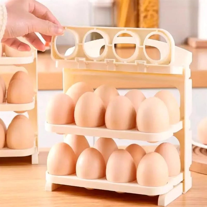 HOMENITY Egg Storage Box Refrigerator Side Door 24 Egg Storage Box 3 Layer Egg Grid DropResistant Egg Holder Folding Egg Holder Folding Egg Box - Image 1