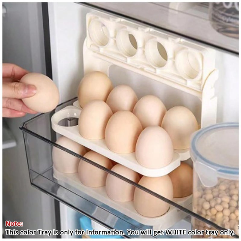 HOMENITY Egg Storage Box Refrigerator Side Door 24 Egg Storage Box 3 Layer Egg Grid DropResistant Egg Holder Folding Egg Holder Folding Egg Box - Image 4