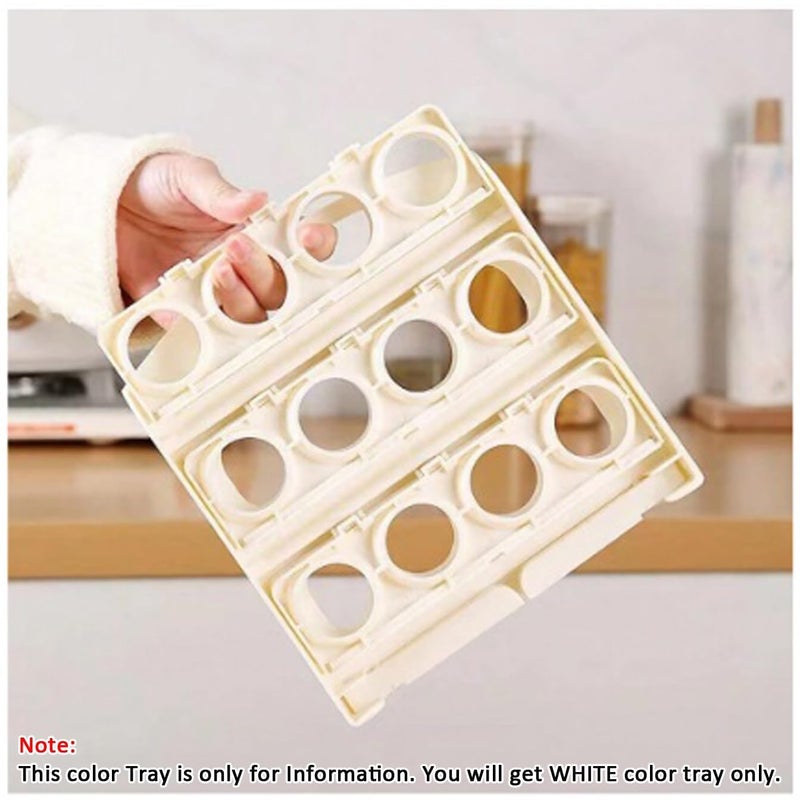HOMENITY Egg Storage Box Refrigerator Side Door 24 Egg Storage Box 3 Layer Egg Grid DropResistant Egg Holder Folding Egg Holder Folding Egg Box - Image 5