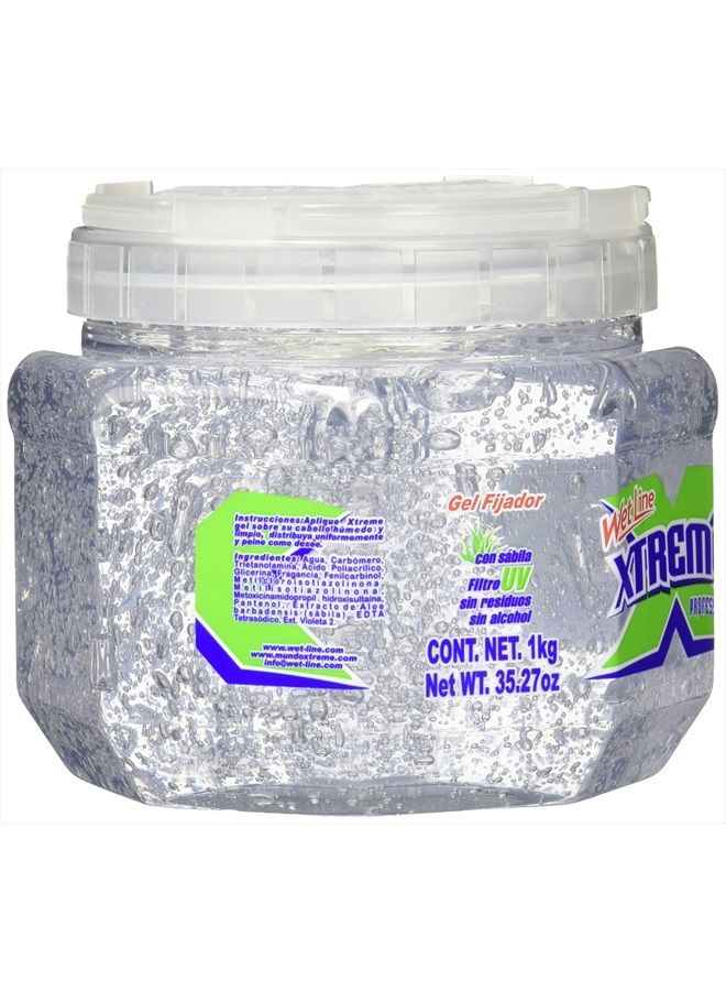Wetline Wet Line Xtreme Professional Mexican Hair Styling Gel Clear Cap 35.27 oz / 1 kg with Aloe (directions and ingredients in Spanish)  - Image 2