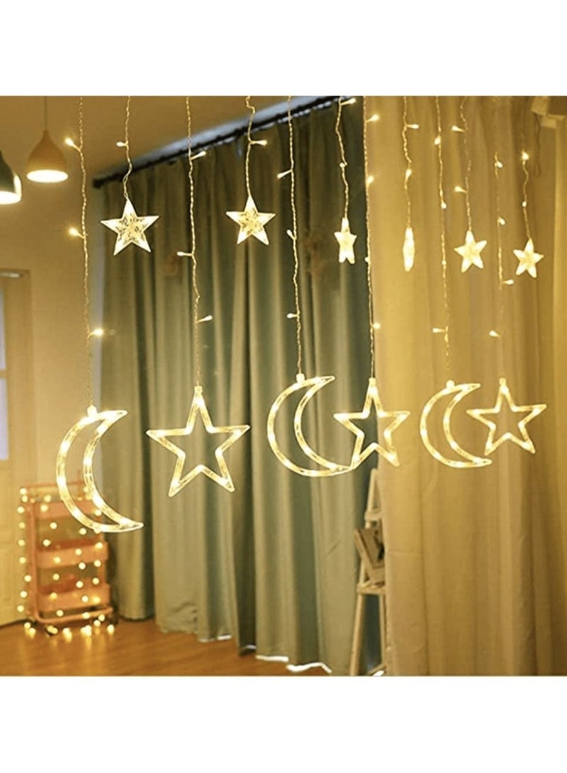هلالفل سلسلة إضاءة LED ديكورية هلالفل على شكل ستارة | أضواء خيالية للاستخدام الداخلي والخارجي | ديكور منزلي في رمضان والعيد | إضاءة معلّقة لغرفة النوم - Image 3