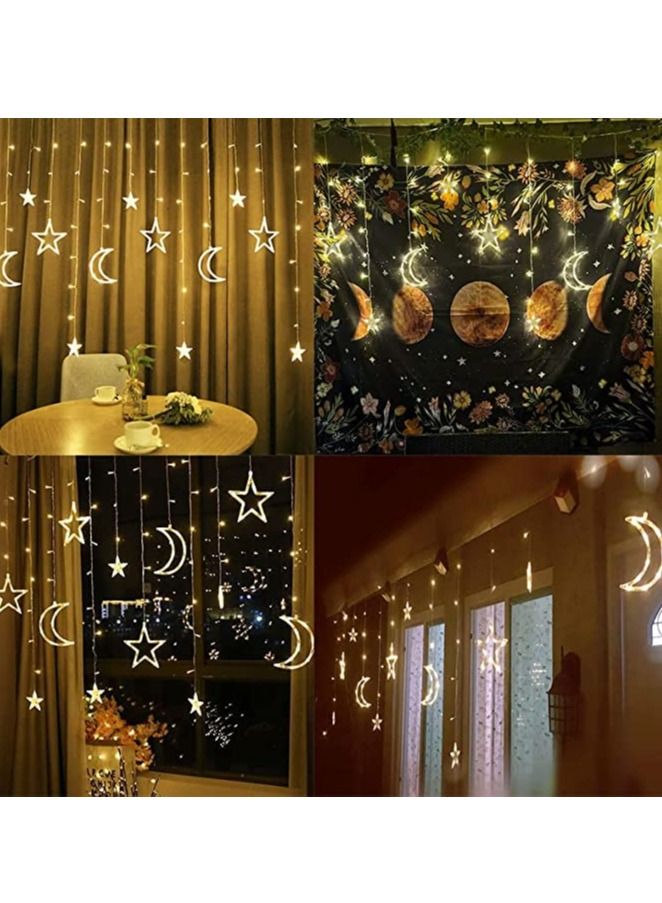 هلالفل سلسلة إضاءة LED ديكورية هلالفل على شكل ستارة | أضواء خيالية للاستخدام الداخلي والخارجي | ديكور منزلي في رمضان والعيد | إضاءة معلّقة لغرفة النوم - Image 2