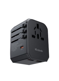 Mcdodo Mcdodo Ultra-Versatile Travel Adapter 30W - 3 USB + 1 Type-C Fast Charger, Compact International Power Adapter with UK/US/AU/EU Plugs, 100-240V Input, Child-Proof Safety, 8A Fuse Protection, Supports PD3.0, QC3.0, and More (Black)  - Image 1