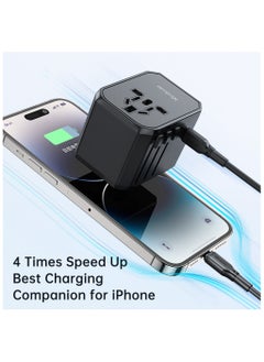 Mcdodo Mcdodo Ultra-Versatile Travel Adapter 30W - 3 USB + 1 Type-C Fast Charger, Compact International Power Adapter with UK/US/AU/EU Plugs, 100-240V Input, Child-Proof Safety, 8A Fuse Protection, Supports PD3.0, QC3.0, and More (Black)  - Image 5