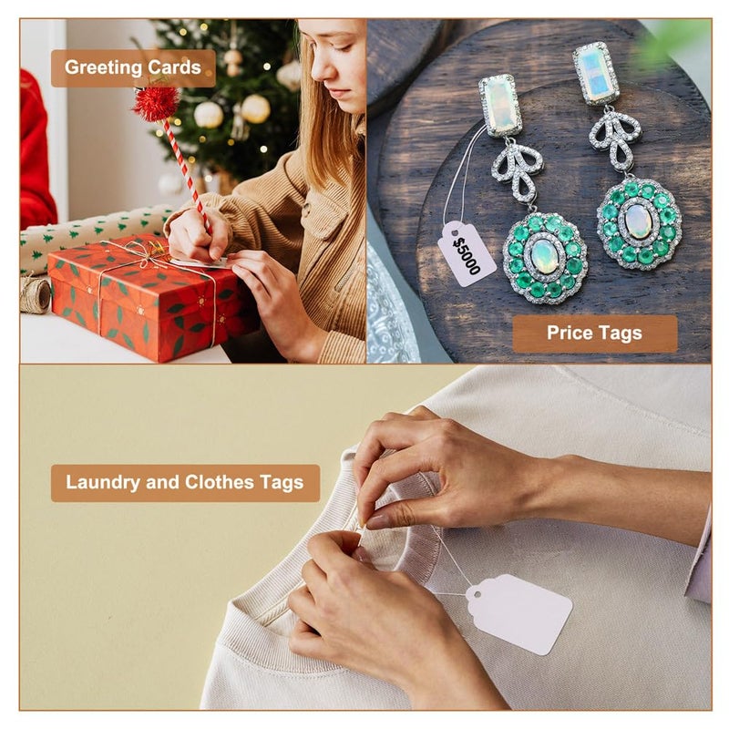 PH PandaHall Pandahall 500pcs White Jewelry Price Tags Clothing Display Tag Gift Message Card Writable Rectangle Paper Price Marking Label Design Blank with Hanging String 23x13mm/0.9x0.5 Inch - Image 5