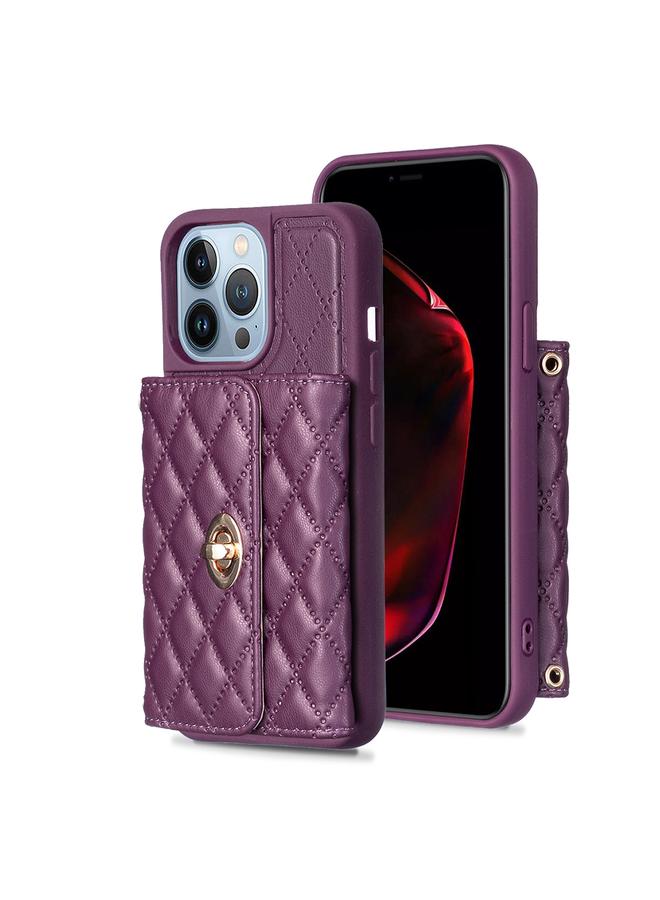 Zaboon Case For iPhone 13 Pro Horizontal Metal Buckle Wallet Rhombic Leather Phone Case - Image 1