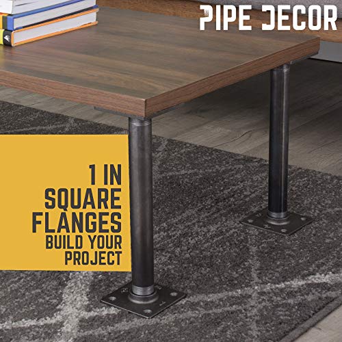 PIPE DECOR 1" Square Floor Flange Fitting, 4-Pack, Malleable Iron, Fits One Inch Diameter Black Steel Plumbing Pipes and Nipples, Build Vintage DIY Pipe Industrial Furniture and Shelving - Image 5
