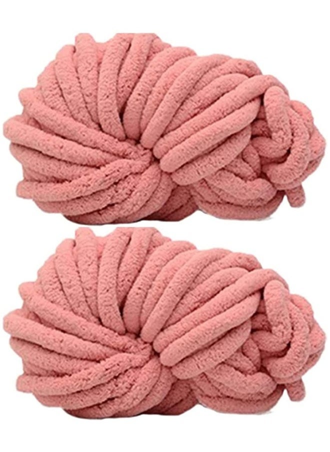 2Pcs Knitting Yarn Big Chunky Chenille Yarn for DIY Arm Hand Knitting Spin Yarn Blanket Hat Scarf Chunky Blanket Bag