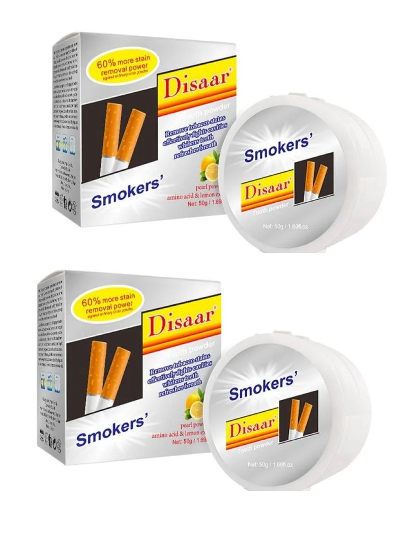 Disaar 2 piececs of  Lemon Flavor Whitening Teeth Powder, 50 gm - Image 1