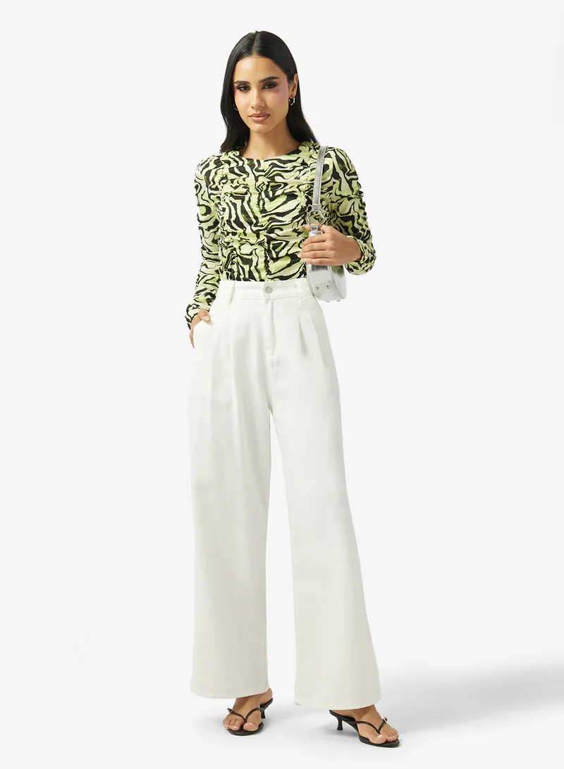 جينجر High Rise Wide Leg Jeans