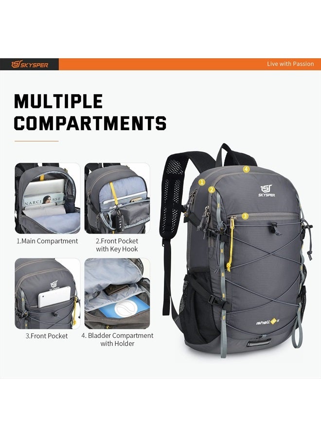 SKYSPER Packable Hiking Backpack 30L Lightweight Daypack Travel Backpacks for Women Men（Darkgrey）  - Image 3