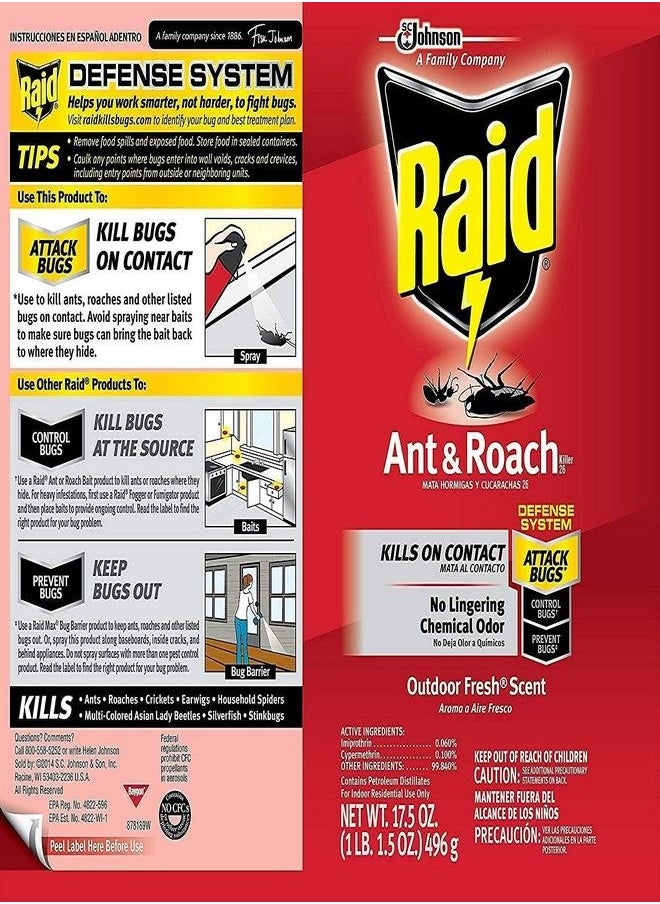 RAID Raid Ant and Roach Killer Outdoor Fresh, 17.5 OZ, Pack of 3  - Image 2