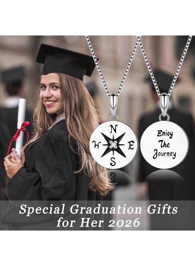 EPIRORA Inspirational Gifts for Women Girls, Sterling Silver Compass Necklace with Giftbox, Birthday Graduation Retirement Travel Gifts for Girlfriend Wife Friend Grandmother Sister Colleague, - Image 3
