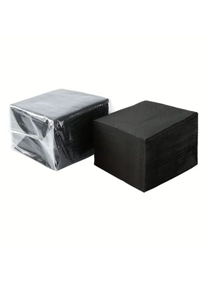50 Count Black Cocktail Napkins 2 Ply 5x5 Inches Folded Disposable For Wedding Party - Image 2