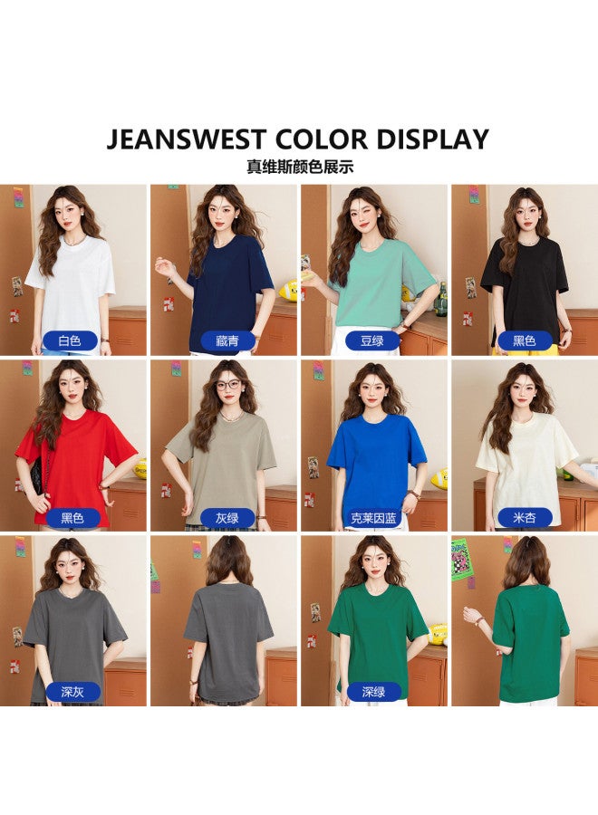 Jeanswest Women'S Short Sleeve T-Shirt, Pure Cotton, Loose Fit, Slimming, Versatile, Simple Basic Casual Tee Top - Image 3