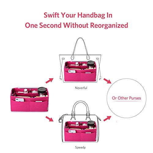 ZTUJO Felt Purse Organizer, Multi Pocket Bag in Bag Organizer For Tote & Handbag Shaper, Speedy 30 & 40 (Large, Rose) - Image 5